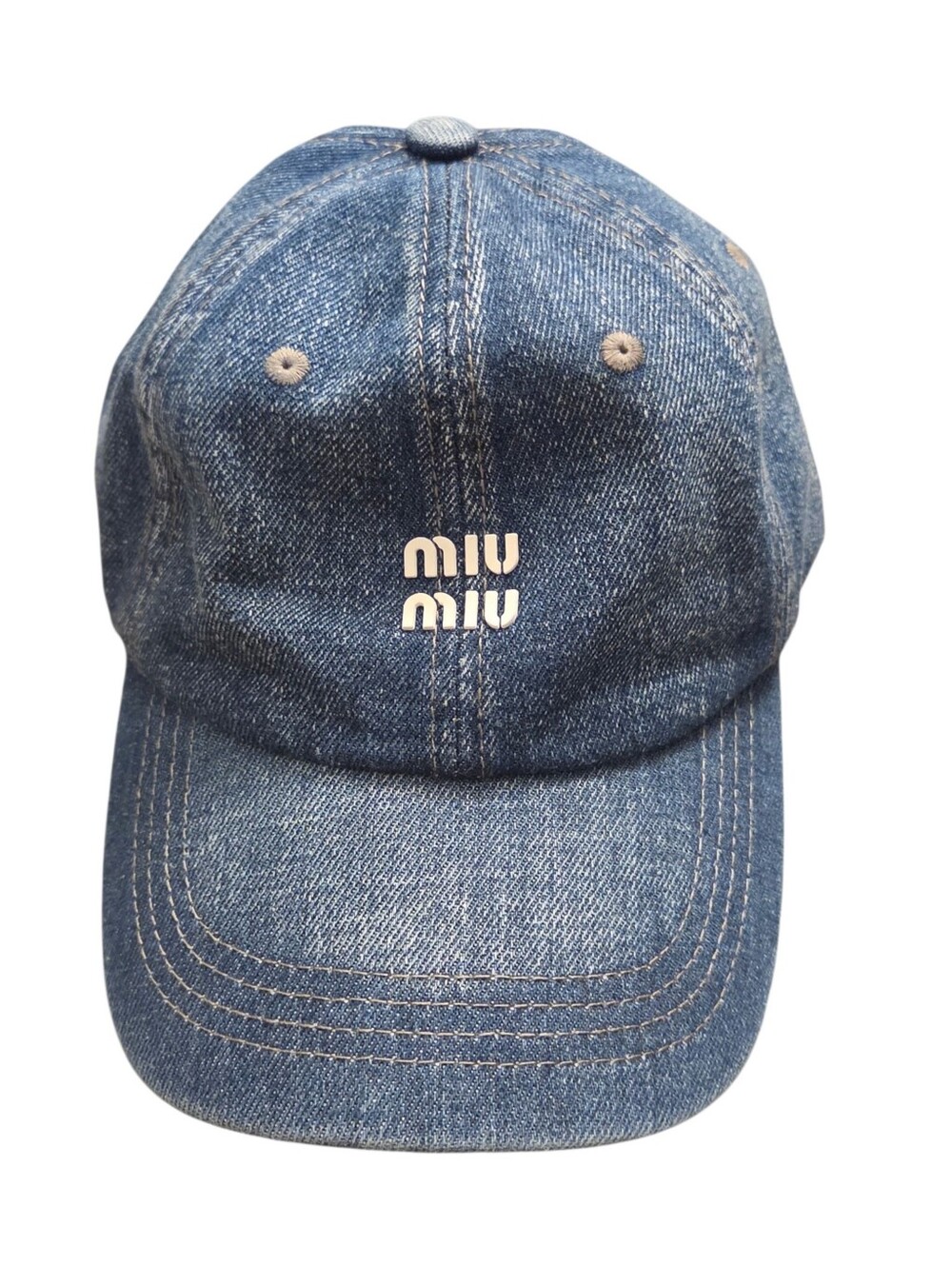 🔥NWT‼️ Miu Miu - Denim Baseball Cap Hat with White Logo - Unisex